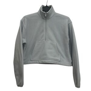 Aritzia TNA Lena Polar Half Zip Fleece Sweatshirt Size XS Light Blue Cropped